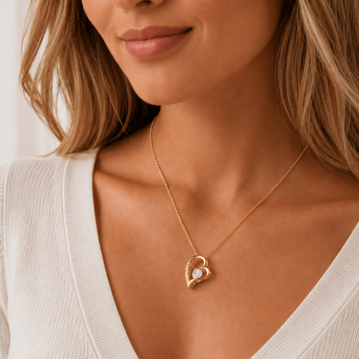 Collier cœur en zirconia