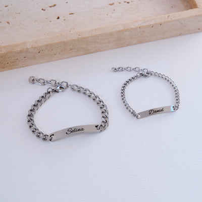 Silver Couple bracelet with engraving
