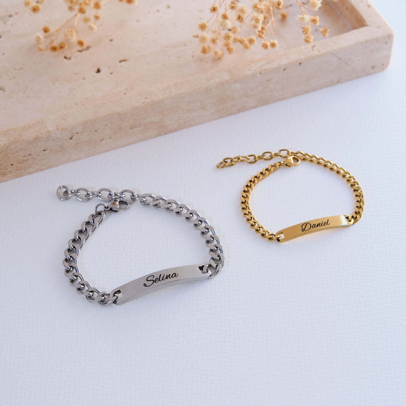 Silver Couple bracelet with engraving