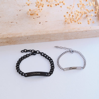 Silver Couple bracelet with engraving