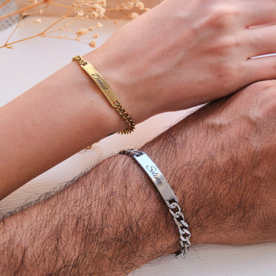 Silver Couple bracelet with engraving