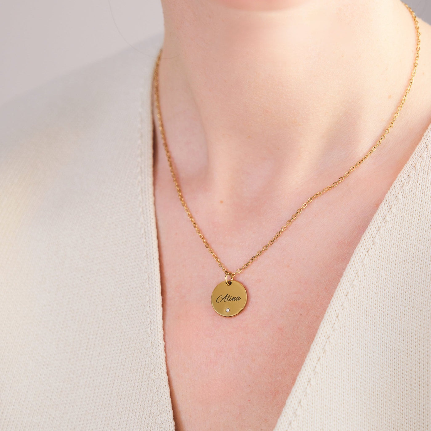 Mini Zirkonia Plättchen Halskette - OTANTO