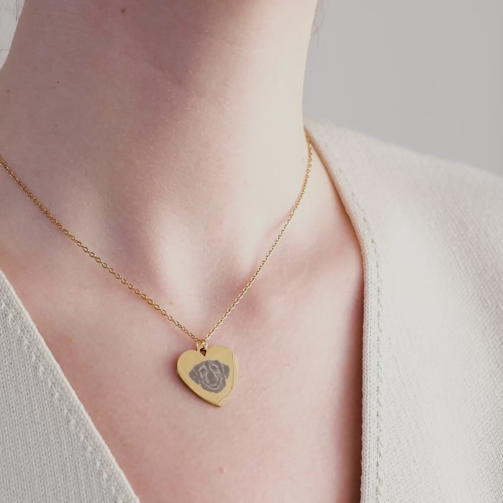 Collier cœur avec gravure photo pour animal de compagnie
