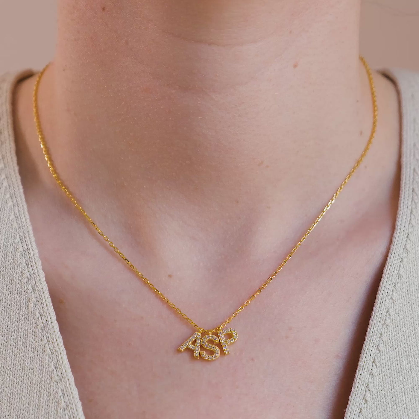 Zirconia Initial Necklace up to Three Letters