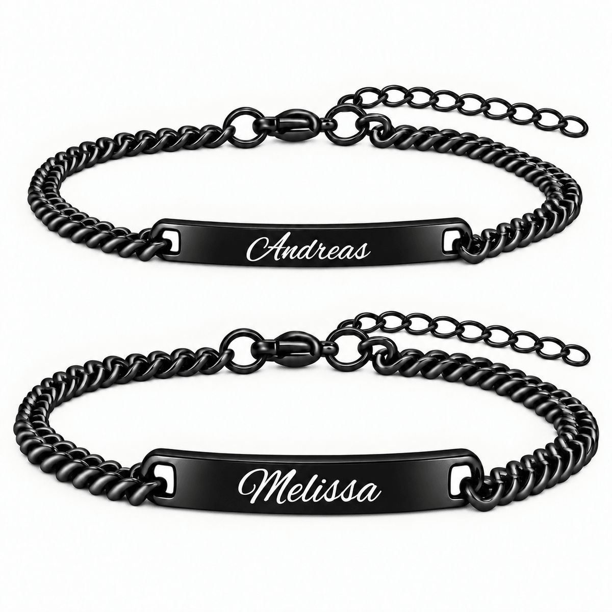 Schwarz Rose Partnerarmband mit Gravur - OTANTO