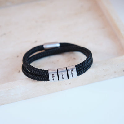 Schwarz Segeltau Armband mit Ringgravur - OTANTO